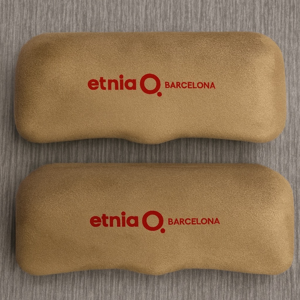 Etnia Barcelona Set of Eye Glass Cases - Beige Velvet with Red Interior - Unused